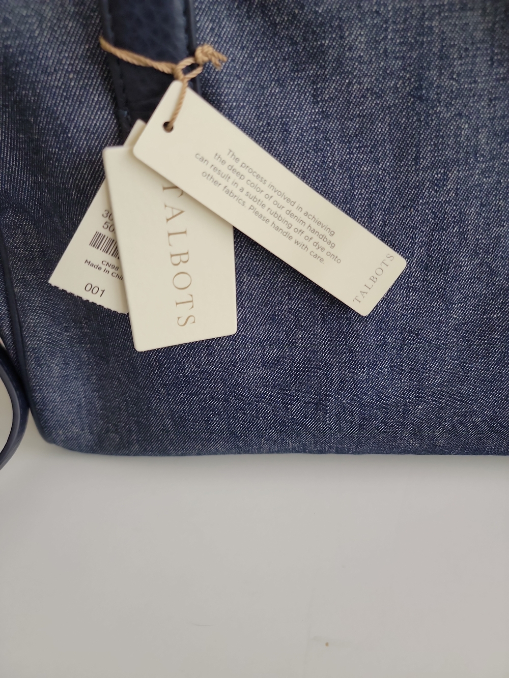 Talbots Navy Denim Satchel with Gold Hardware - Picture 3 of 12